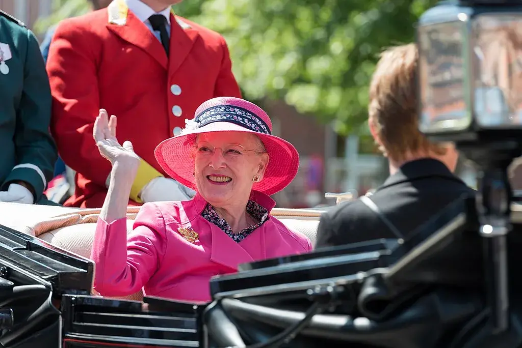 Queen Margrethe II of Denmark in a car