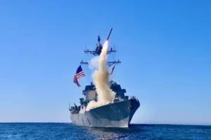 US Navy ship launch missile, like the ones used to stop Houthi rebels attack