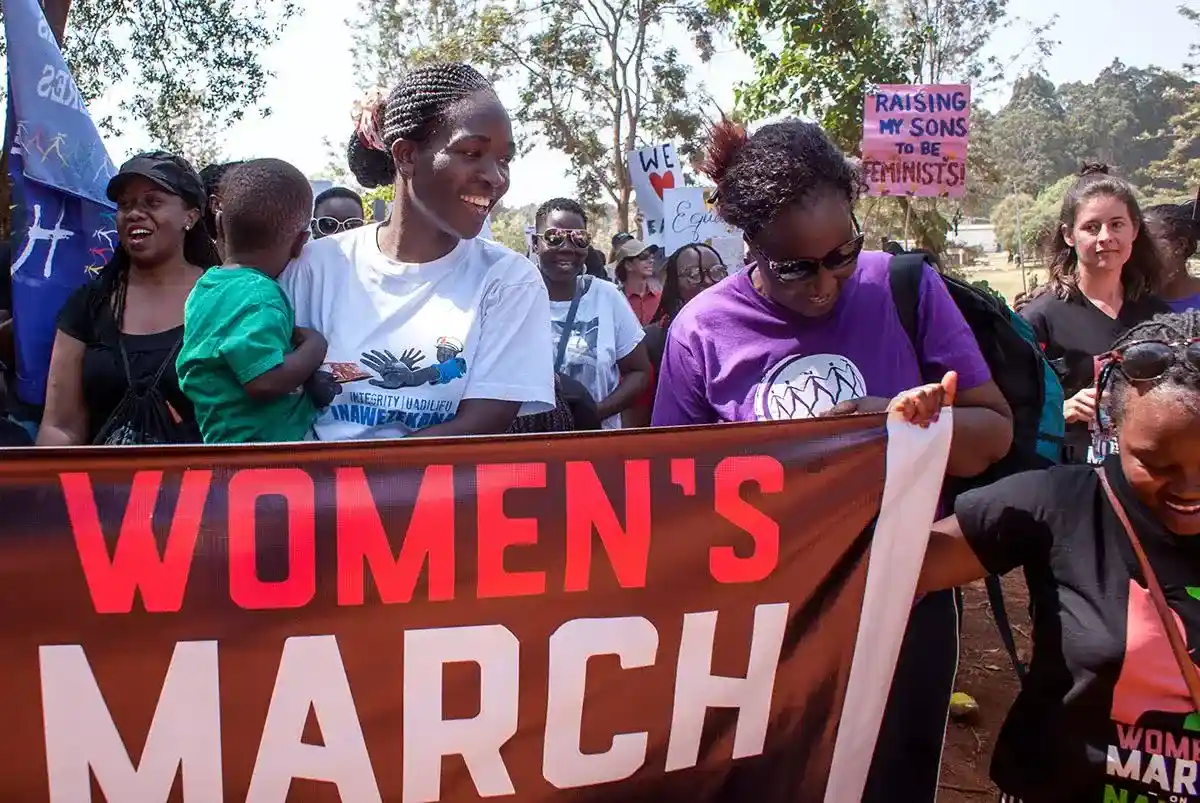 Women marching in Kenya