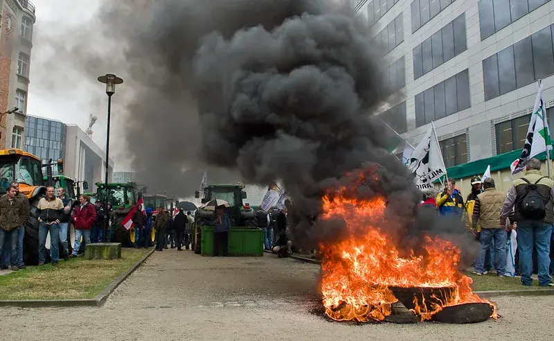 Belgian farmers protesting