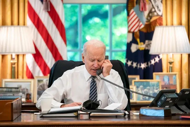 U.S. President Joe Biden, talking by phone with Israel's Prime Minister Benjamin Netanyahu