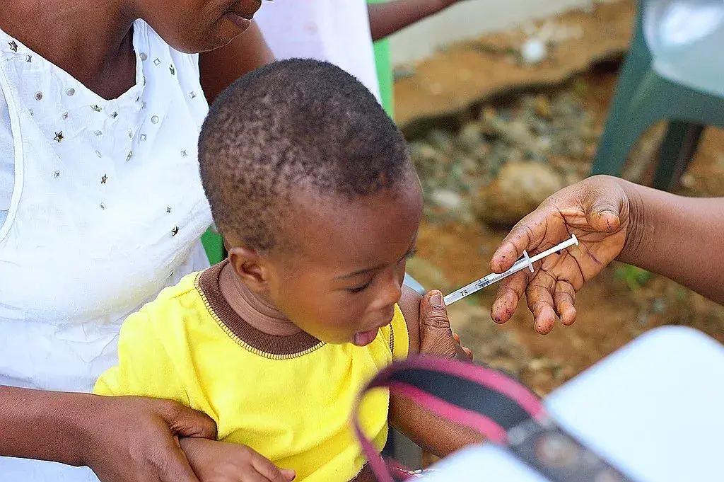 Children receiving an injection, like the ones who will be applied for malaria in Cameroon.