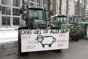 Berlin farmers protesting with tractors