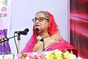 Sheikh Hasina giving a speech