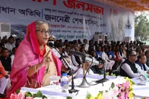 Sheikh Hasina giving a speech