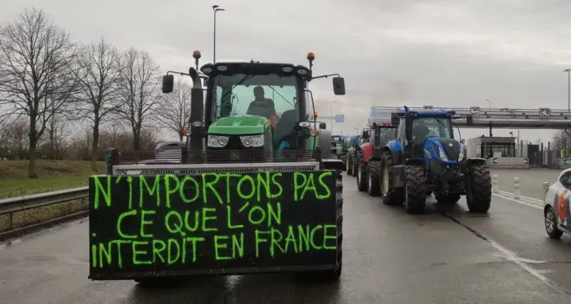 French farmers blocking the highway.