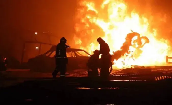 Gas terminal in fire, in Russia