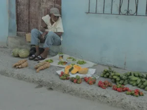 Cuban selling food in the street.