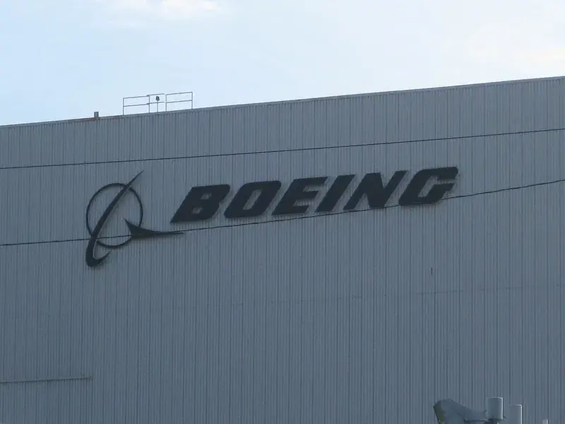 Boeing logo on a building.