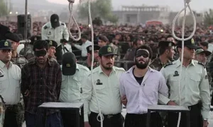 Two persons awaiting to be hanged in Iran.