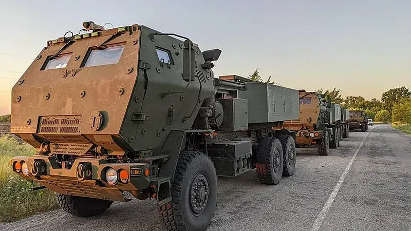 American made HIMARS (High Mobility Artillery Rocket System) in Zaporizhya, Ukraine.
