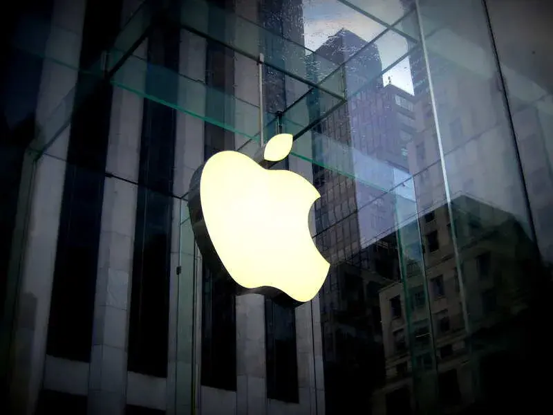 Apple logo on a building.